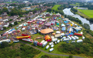 Festival carnival in Irvine from above