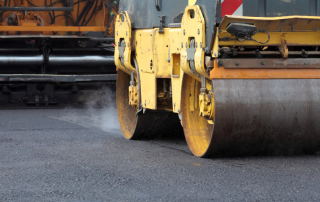 Roadroller flattening road