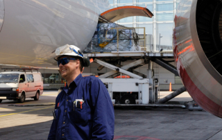 Two engineers at airport