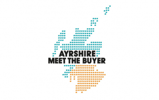 Map image of Scotland with Ayrshire Meet the Buyer text overlay