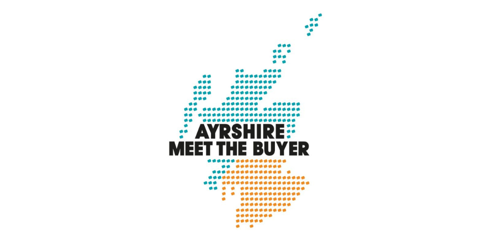 Map image of Scotland with Ayrshire Meet the Buyer text overlay