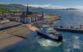 Aerial view of ferry terminal