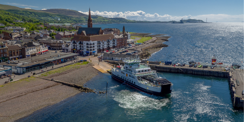 Aerial view of ferry terminal