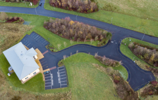 Aerial view of building and roads