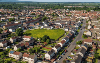 Overhead view of housing